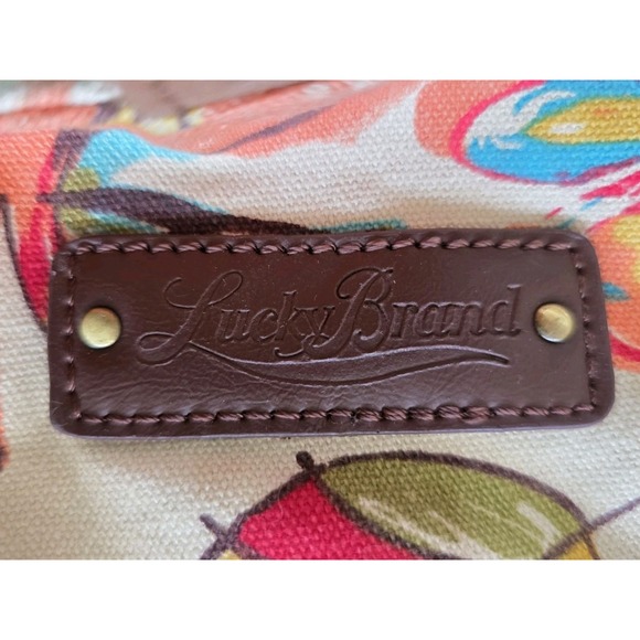 LUCKY BRAND Canvas & Leather Colorful Floral Backpack Shoulder Bag - Picture 9 of 12